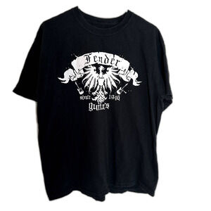 Fender Guitar T-Shirt Men's Large Black Graphic Tee Rock Music 100% Cotton